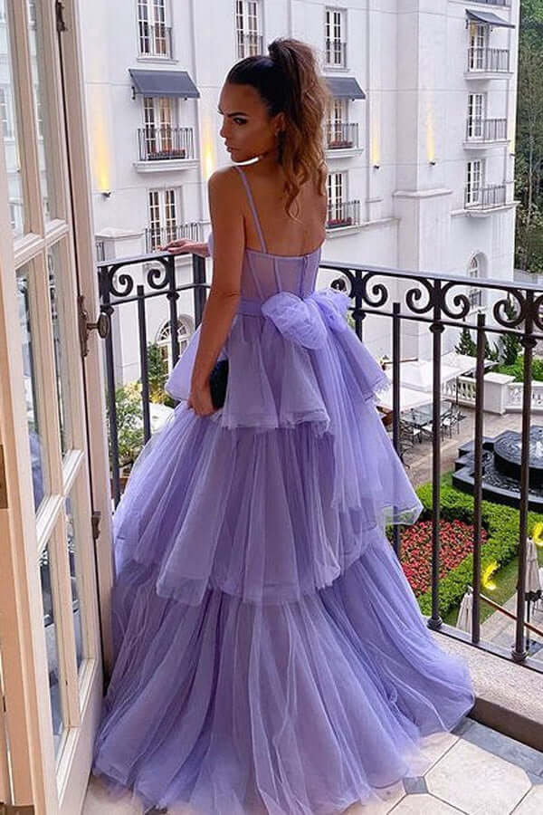 Purple Tulle Layered A-line Sweetheart Long Prom Dresses, Evening Gowns, MP676 | cheap tulle prom dresses | purple prom dress | a line prom dresses | www.musebridals.com