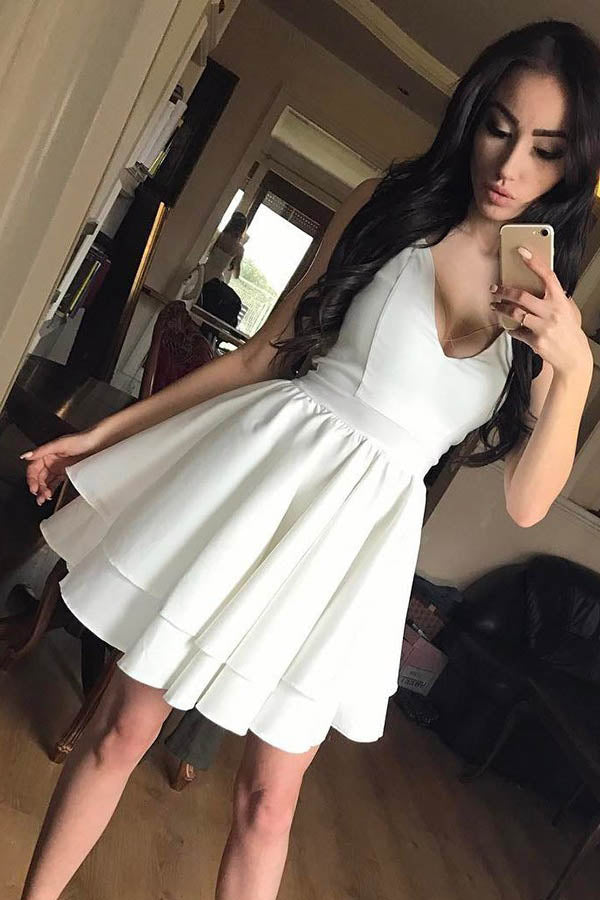 Satin A-line Spaghetti Straps Homecoming Dresses, MH521 | Musebridals Satin A-line Spaghetti Straps Homecoming Dresses, MH521 | Musebridals