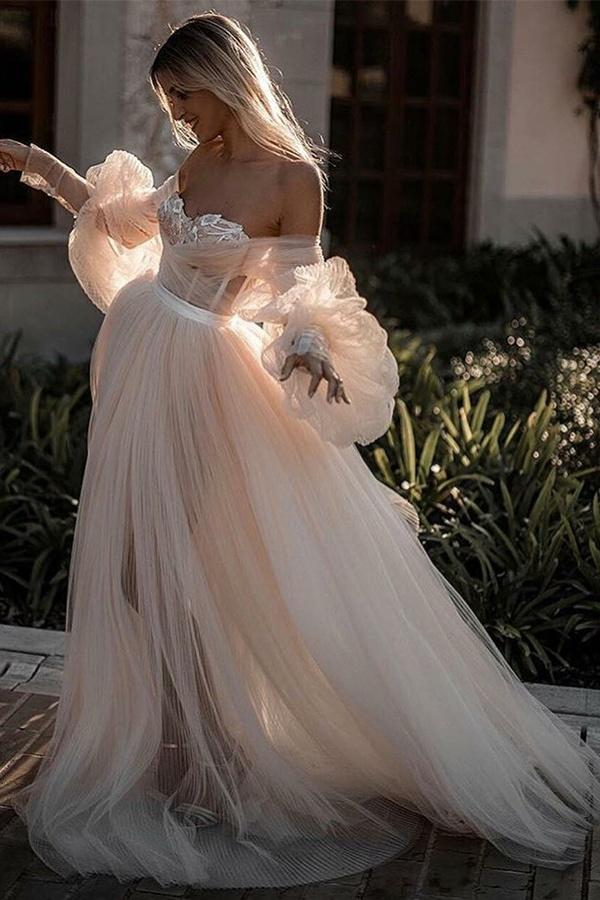 Backless Beach Wedding Dresses With Sleeves, MW525