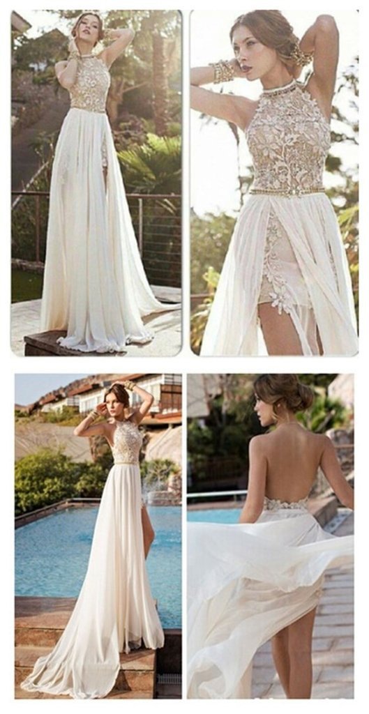 Gorgeous Lace Backless High Neckline Halter Wedding Dress Party Dresses, MP328 Gorgeous Lace Backless High Neckline Halter Wedding Dress Party Dresses, MP328