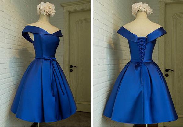 Simple A-line Off Shoulder Satin Sleeveless Homecoming Dresses Party Dress, MH349 Musebridals Simple A-line Off Shoulder Satin Sleeveless Homecoming Dresses Party Dress, MH349 Musebridals