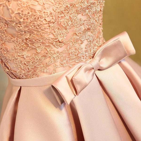 Pink Satin Off The Shoulder Short Prom Dress, Appliques Homecoming Dress, MH266 Musebridals Pink Satin Off The Shoulder Short Prom Dress, Appliques Homecoming Dress, MH266 Musebridals
