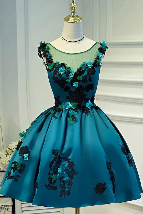 hoco dresses vintage A-line Straps Red Lace Short Prom Dress Vintage Homecoming Dresses #MH –  SELINADRESS main image 1