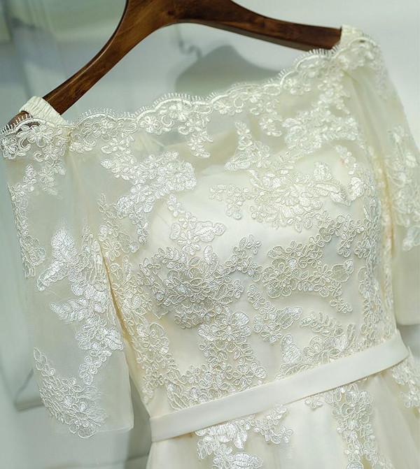 a line wedding dresses with straps Honest Spaghetti Straps A-line Tulle V-back Wedding Dresses, FC5866 – Dairy  Bridal main image 0