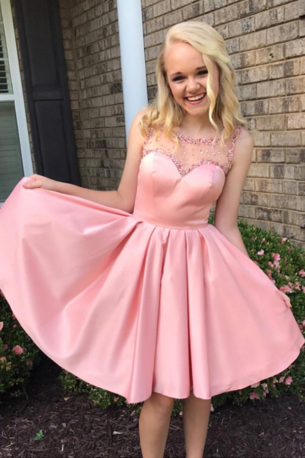 strapless open back dress Pink Stain Sheer Beaded Open Back Cheap Homecoming Dress, Party Dresses, MH281 strapless open back dress Pink Stain Sheer Beaded Open Back Cheap Homecoming Dress, Party Dresses, MH281