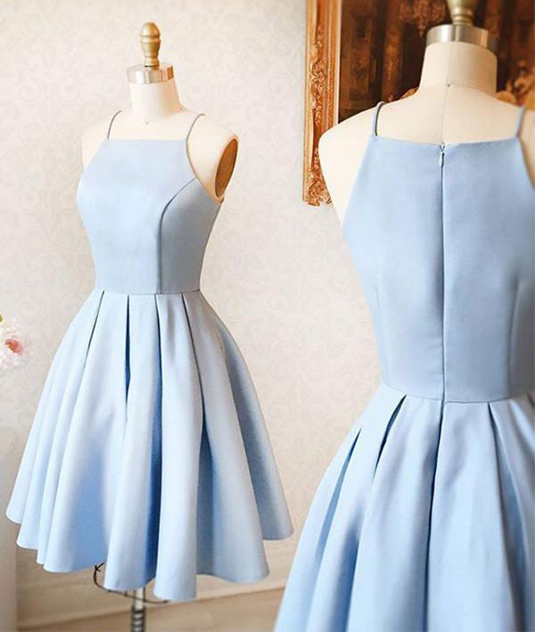 Blue Simple Satin Mini Light Homecoming Dress for Teens, Short Prom Dress, MH316 Musebridals Blue Simple Satin Mini Light Homecoming Dress for Teens, Short Prom Dress, MH316 Musebridals