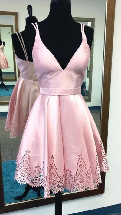 Red A-Line Deep V-Neck Satin Homecoming Dress, Short Prom Dresses, MH302 Musebridals Red A-Line Deep V-Neck Satin Homecoming Dress, Short Prom Dresses, MH302 Musebridals