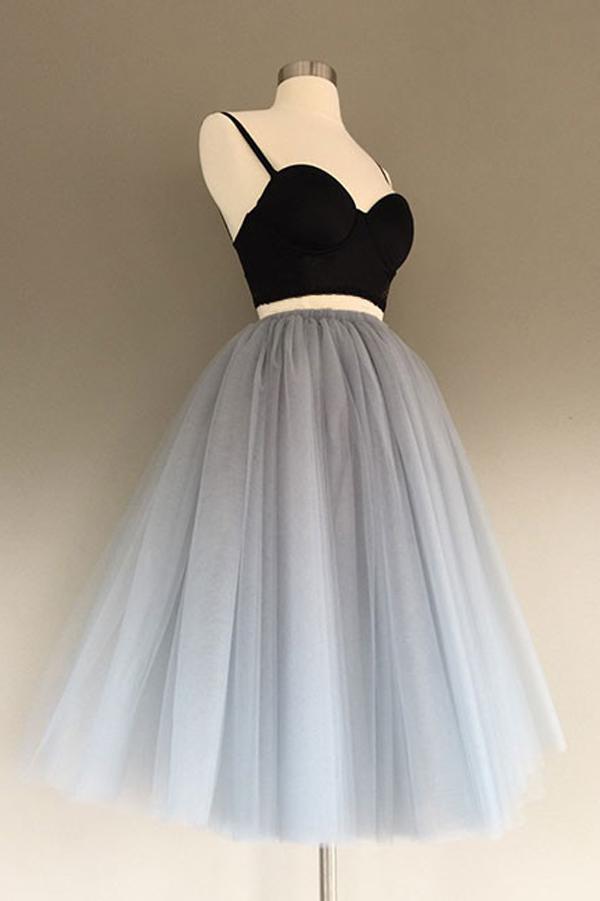 Charming Gray Tulle A-Line Two Piece Homecoming Dress, Graduation Dress, MH218 Musebridals Charming Gray Tulle A-Line Two Piece Homecoming Dress, Graduation Dress, MH218 Musebridals