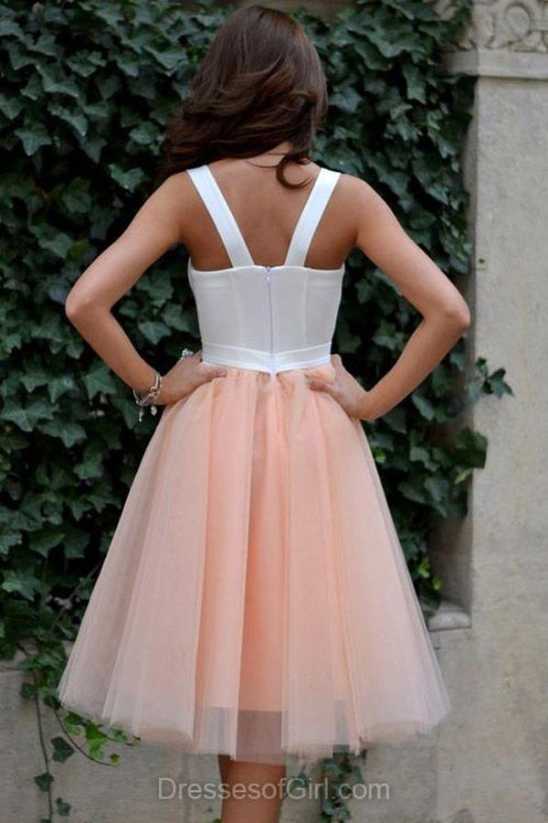 Pink Tulle Knee Length Homecoming Dress, Sweet 16 Dresses For Teens, MH237 Pink Tulle Knee Length Homecoming Dress, Sweet 16 Dresses For Teens, MH237