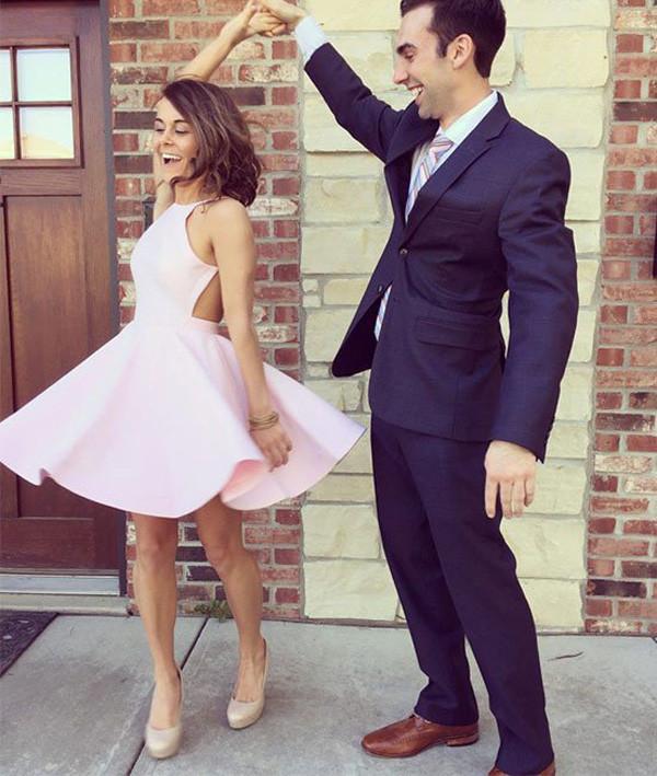 Simple Satin Pink Homecoming Dress, Cute Graduation Dress for Girls, MH345 Simple Satin Pink Homecoming Dress, Cute Graduation Dress for Girls, MH345