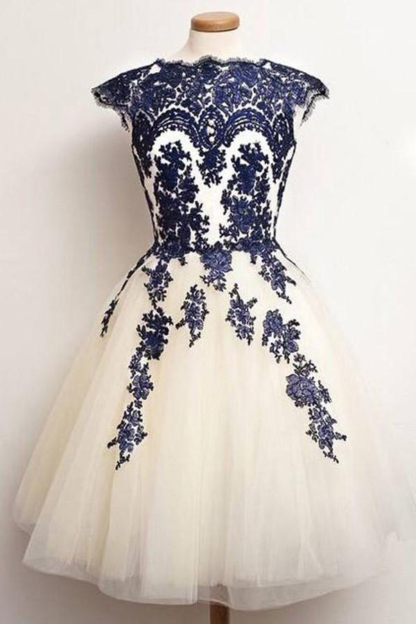 Chic Ivory Tulle Vintage Homecoming Dress, Short Prom Dress, Evening Dress, MH174 Musebridals Chic Ivory Tulle Vintage Homecoming Dress, Short Prom Dress, Evening Dress, MH174 Musebridals