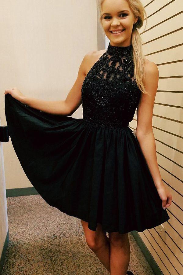 Homecoming Dresses Girls In Little Black Dress Black Halter