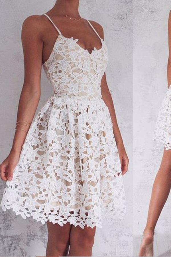 strapless open back dress Ivory V Neck Beaded Straps Party Dress, Ivory Floor Length Prom Dress main image 0