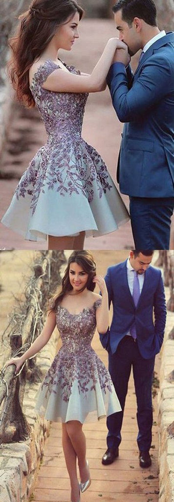 Charming Junior Homecoming Dresses, Cheap Short Prom Dress With Appliques, MH160 at musebridals.com