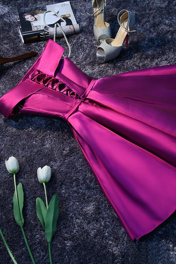 Cheap Purple Simple Satin Short Prom Dresses Homecoming Dress for Girls,  MH293 – Musebridals