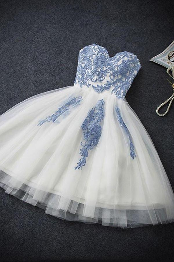 Blue Tulle A-line Strapless Short Prom Dress, Cheap Homecoming Dress, MH319 Musebridals Blue Tulle A-line Strapless Short Prom Dress, Cheap Homecoming Dress, MH319 Musebridals