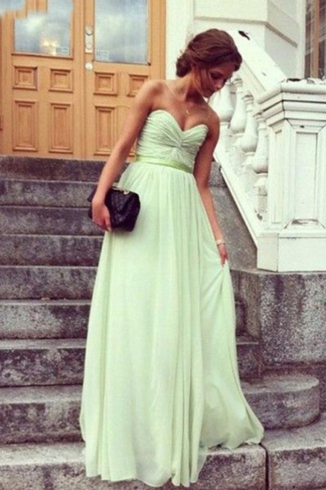 Chiffon Sweetheart Floor Length Long Prom Dresses, Evening Dresses, MP212
