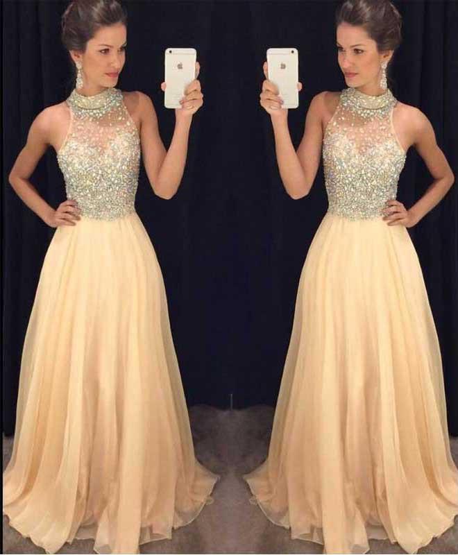 Hot Pink Halter Evening Prom Dresses With Beading, Cheap Party Dress on Line, MP109 at musebridals.com