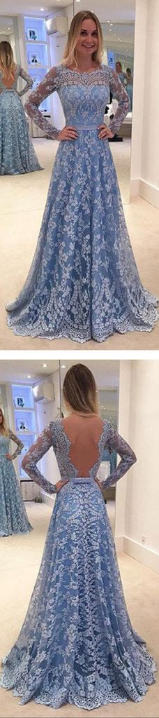 A-line Long Sleeves Lace Long Prom Dresses,Formal Dresses, Cocktail Evening Dresses, MP116 from musebridals.com