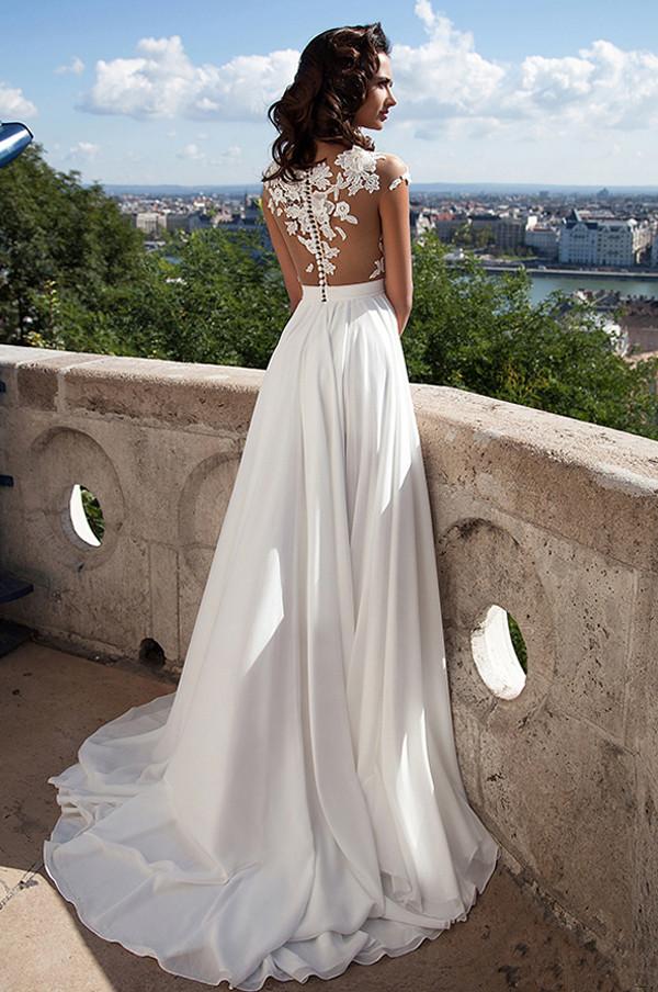 White Lace A-Line Front Split Wedding Dresses With Appliques, Bridal Dress, MW191 White Lace A-Line Front Split Wedding Dresses With Appliques, Bridal Dress, MW191
