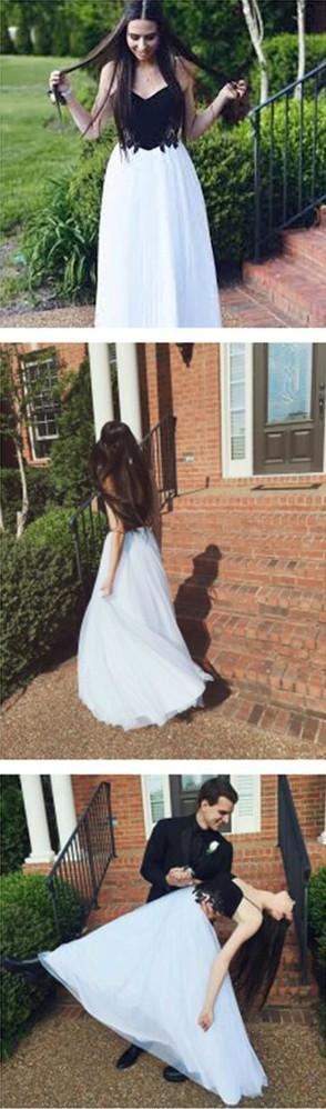 Simple Tulle Spaghetti Straps A-line Long Prom Dresses, Evening Dresses, MP290|musebridals.com