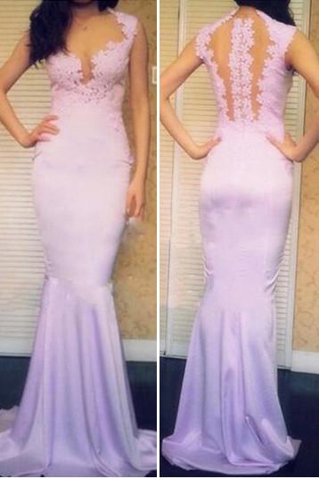 Pretty Pink Mermaid Lace Long Prom Dresses, Formal Dresses on line, MP273