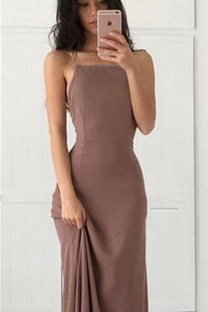 Fashion Simple Spaghetti Straps Floor Length Long Cocktail Prom Dresses, MP331