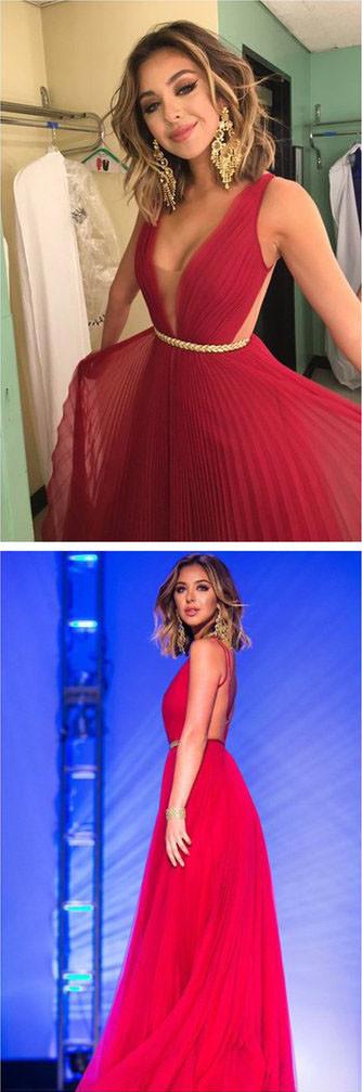 Red Chiffon A-line Hot pink Prom Dresses, Evening Dresses, Formal Dresses, MP352|musebridals.com