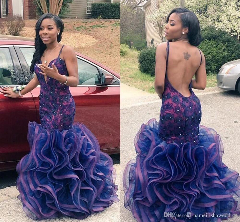 Fabulous Deep V-neck Organza Open Back Long Prom Dress with Appliques, MP164