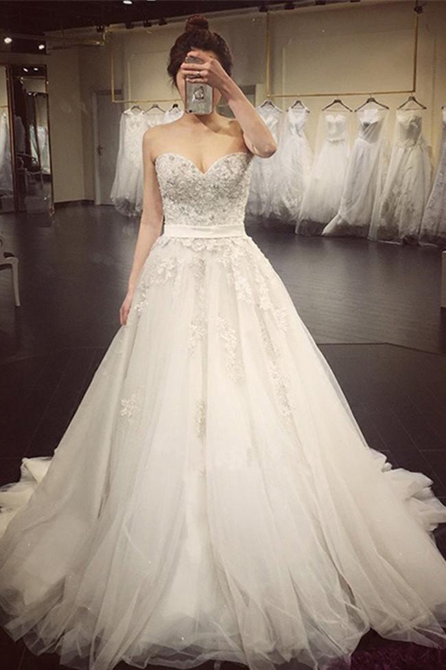 Crystal Lace A Line Wedding Dresses, Sweetheart Wedding Gowns, Bridal Dress, MW104 Crystal Lace A Line Wedding Dresses, Sweetheart Wedding Gowns, Bridal Dress, MW104