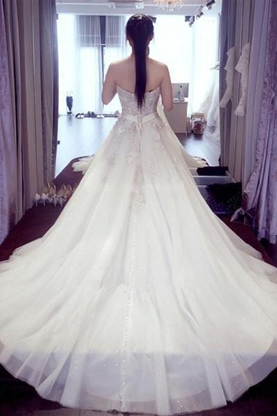 Crystal Lace A Line Wedding Dresses, Sweetheart Wedding Gowns, Bridal Dress,  MW104  Musebridals