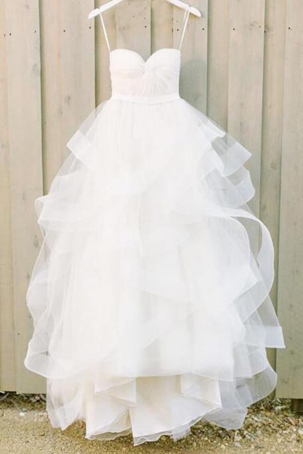 White Simple Spaghetti Straps Sweetheart Cheap wedding Dresses, MW219 – Musebridals White Simple Spaghetti Straps Sweetheart Cheap wedding Dresses, MW219 – Musebridals