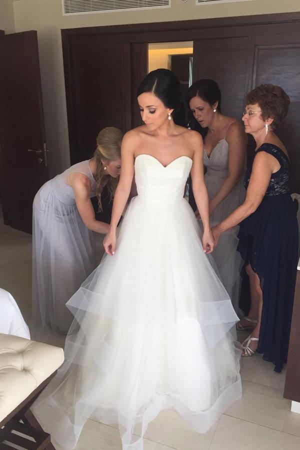 dresser for closet White SimpleSweetheart Strapless Ruffles Open Back Cheap Wedding Dresses,  MW228 – Musebridals