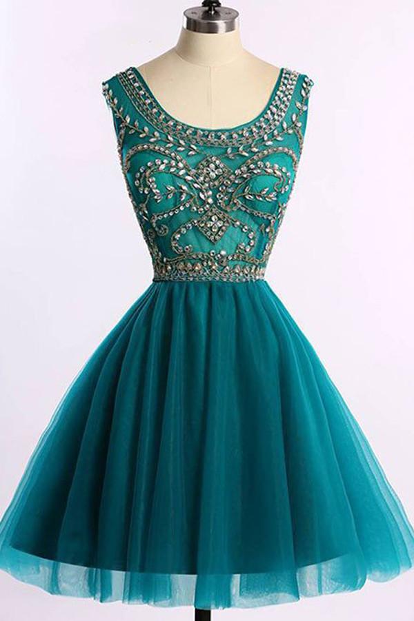 strapless open back dress Light Green Tulle Prom Dresses Spaghetti Strap Evening Dress 21818 –  vigocouture main image 0