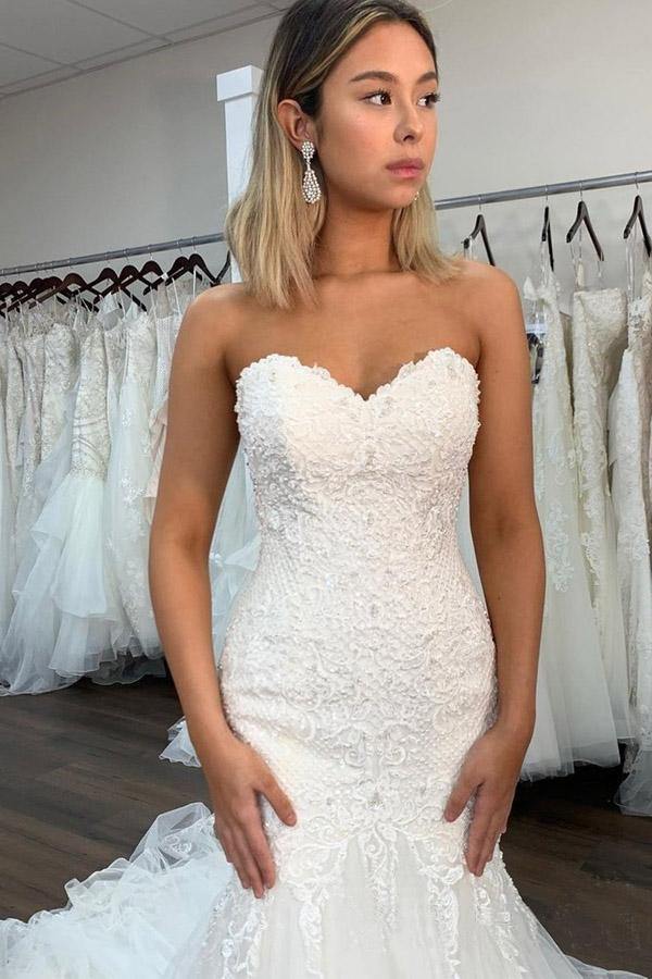 Sexy Lace Mermaid Sweetheart Wedding Dresses MW748 | Musebridals Sexy Lace Mermaid Sweetheart Wedding Dresses MW748 | Musebridals