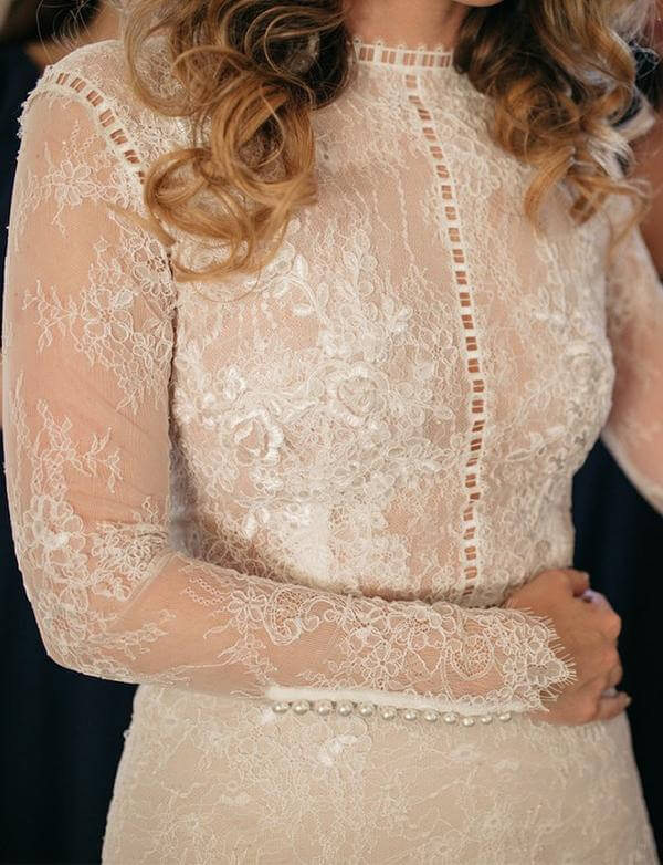 strapless open back dress Sheath Lace Long Sleeves Beaded Wedding Dresses MW813