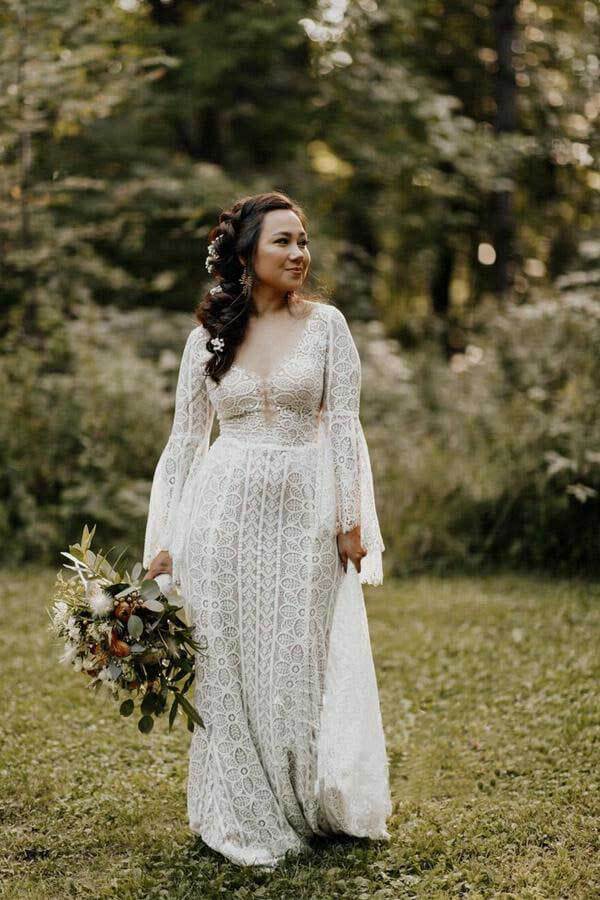 Sheath Long Sleeves Lace up Back Beach Wedding Dresses, Bridal Gown, MW741 Sheath Long Sleeves Lace up Back Beach Wedding Dresses, Bridal Gown, MW741
