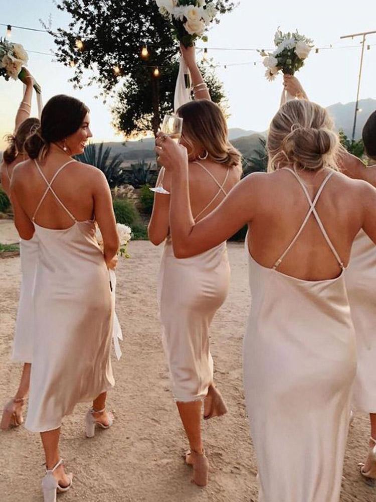 Silk Satin A-line Backless Spaghetti Straps Short Bridesmaid Dresses, MBD157 Silk Satin A-line Backless Spaghetti Straps Short Bridesmaid Dresses, MBD157