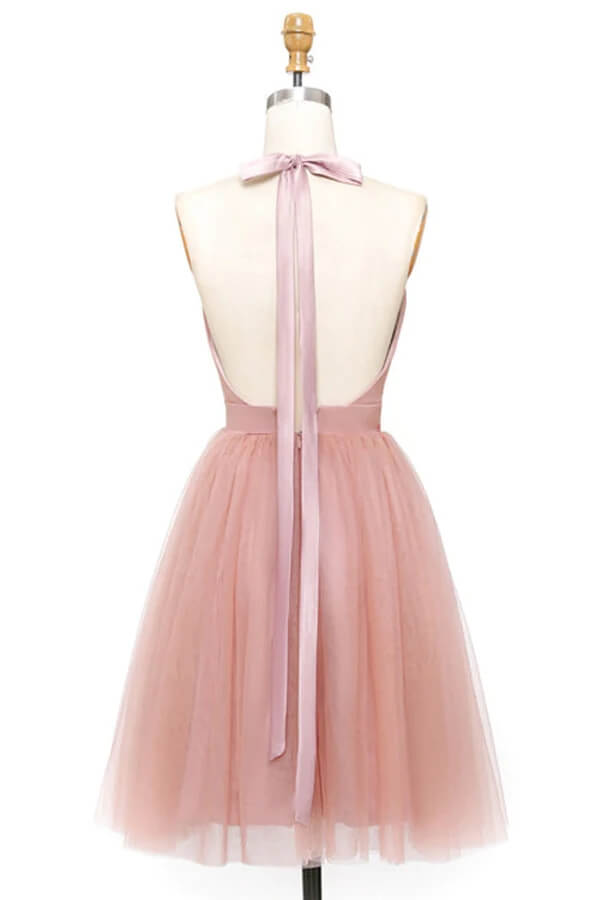 Simple Blush A-line Halter Backless Homecoming Dresses, Short Party Dresses, MH567 Simple Blush A-line Halter Backless Homecoming Dresses, Short Party Dresses, MH567