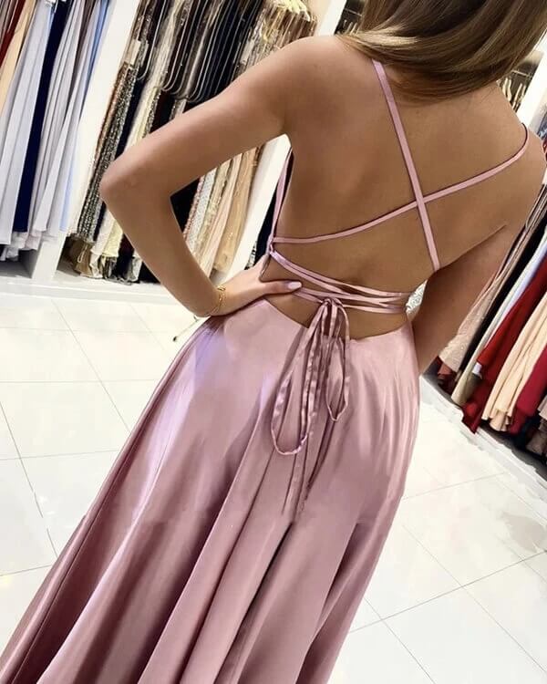 Simple Satin A-line Long Prom Dresses With Split MP639 | Musebridals Simple Satin A-line Long Prom Dresses With Split MP639 | Musebridals