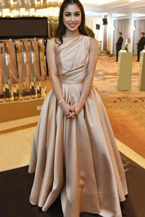 Simple Satin A-line One-Shoulder Long Prom Dresses, Evening Gowns, MP655 | cheap prom dresses | long prom dresses | simple prom dress | www.musebridals.com