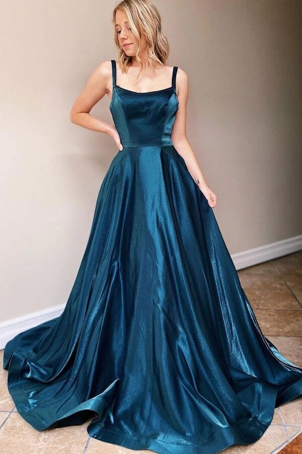 Simple Satin A-line Square Neck Backless Prom Dresses, Evening Gown, MP691 Simple Satin A-line Square Neck Backless Prom Dresses, Evening Gown, MP691