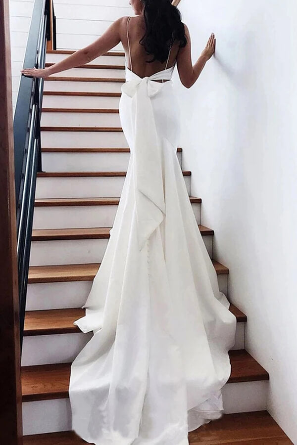 Mermaid V-neck Spaghetti Straps Wedding Dresses MW691 | Musebridals Mermaid V-neck Spaghetti Straps Wedding Dresses MW691 | Musebridals