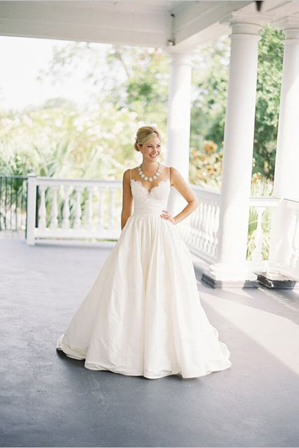 Simple Taffeta A-line Spaghetti Straps Beach Wedding Dresses, Bridal Gown, MW661 Simple Taffeta A-line Spaghetti Straps Beach Wedding Dresses, Bridal Gown, MW661
