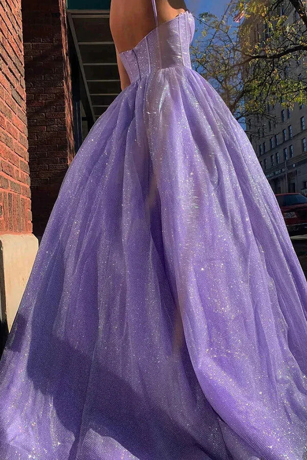 Sparkly A-line Spaghetti Straps Sweetheart Prom Dresses, Evening Dresses, MP705 | cheap prom dresses online | tulle prom dresses | evening gown | musebridals.com