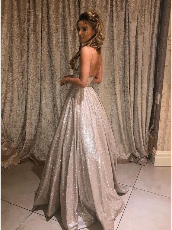 Sparkly Lavender A-line V-neck Long Prom Dresses MP634 | Musebridals Sparkly Lavender A-line V-neck Long Prom Dresses MP634 | Musebridals