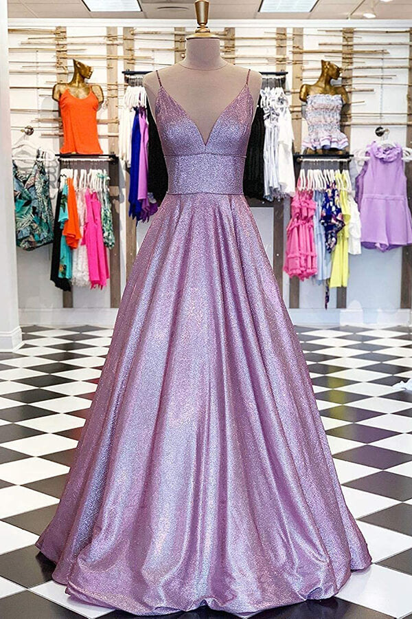 Sparkly Lavender A-line V-neck Spaghetti Straps Prom Dresses, Evening Dress, MP634 Sparkly Lavender A-line V-neck Spaghetti Straps Prom Dresses, Evening Dress, MP634