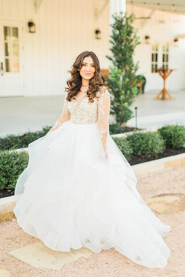 Stunning Plus Size Long Sleeves Wedding Dress, MW534