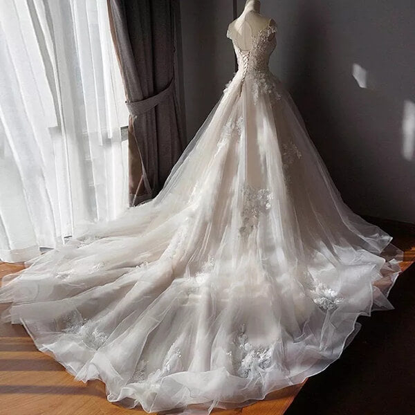 off the shoulder beaded wedding dress Ball Gown Off Shoulder Appliques Wedding Dresses, MW799