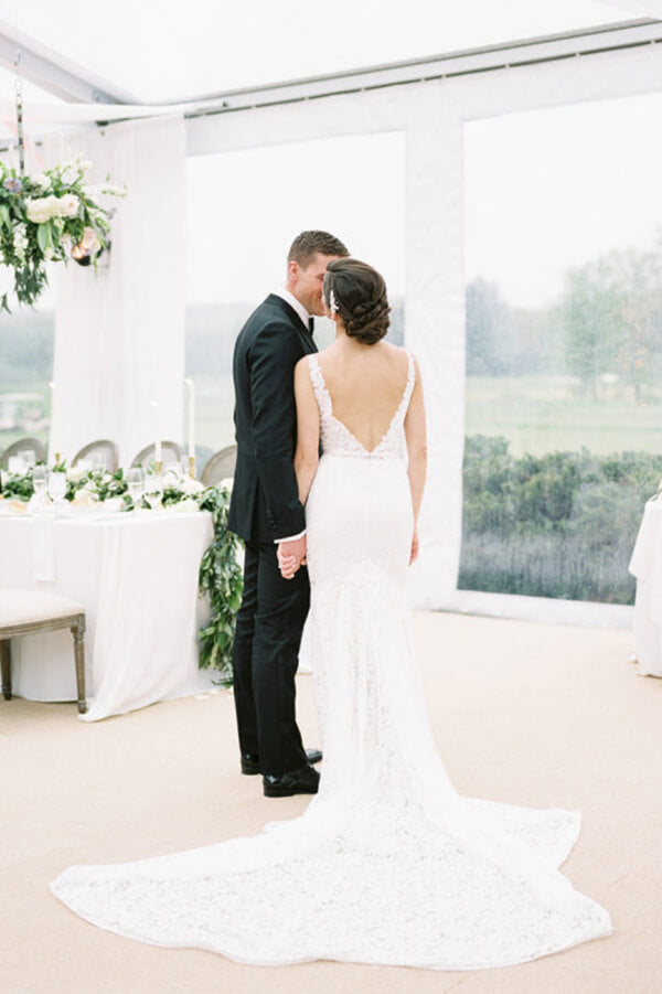 Vintage ivory lace wedding dress cheap